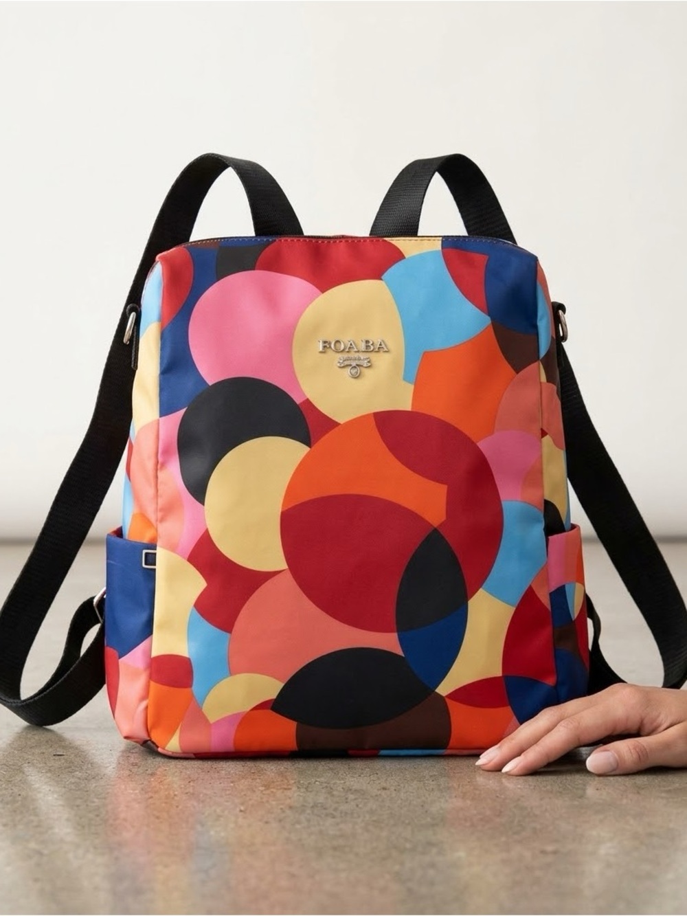 POABA Shepretty Bold Dots Circles Small Multicolor Backpack